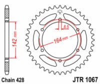JT SPROCKETS - JTSPR RR SPROC 428 STEEL ST 1067, 52