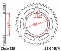 JT SPROCKETS - JTSPR RR SPROC 525 STEEL ST 1074, 44