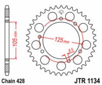 JT SPROCKETS - JTSPR RR SPROC 428 STEEL ST 1134, 50