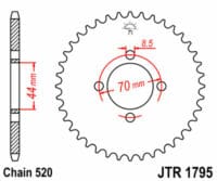 JT SPROCKETS - JTSPR RR SPROC 520 STEEL ST 1795, 22