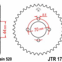 JT SPROCKETS - JTSPR RR SPROC 520 STEEL ST 1795, 22