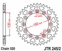 JT SPROCKETS - JTSPR RR SPROC 520 STEEL ST 245/2, 40
