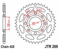 JT SPROCKETS - JTSPR RR SPROC 428 STEEL ST 269, 44