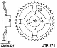 JT SPROCKETS - JTSPR RR SPROC 428 STEEL ST 271, 50