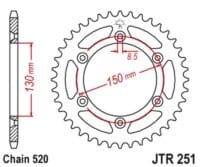JT SPROCKETS - JTSPR RR SPROC 520 STEEL SC 251, 51