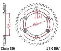 JT SPROCKETS - JTSPR RR SPROC 520 STEEL ST 897, 48