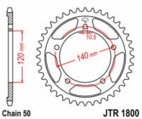 JT SPROCKETS - JTSPR RR SPROC 530 STEEL ST 1800, 44