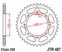 JT SPROCKETS - JTSPR RR SPROC 520 STEEL ST 487, 46