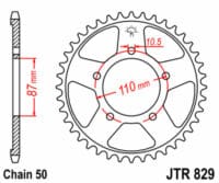 JT SPROCKETS - JTSPR RR SPROC 530 STEEL ST 829, 44