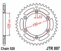 JT SPROCKETS - JTSPR RR SPROC 520 STEEL ST 897, 42