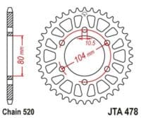 JT SPROCKETS - JTSPR RR SPROC 520 ALU 478, 43, BLK