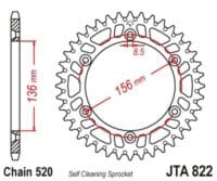 JT SPROCKETS - JTSPR RR SPROC 520 ALU 822, 51, BLK