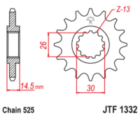 JT SPROCKETS - JTSPR FR SPROC 525 STEEL NFR 1332, 15, S