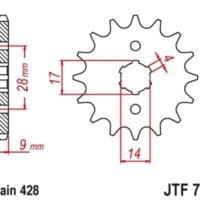 JT SPROCKETS - JTSPR FR SPROC 428 STEEL ST 712, 13, STL