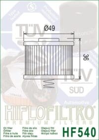 1000526-2-800Wx800H HIFLOFILTRO Oliefilter - HF540