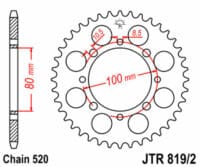 JT SPROCKETS Staal standaard achtertandwiel - 520