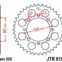 JT SPROCKETS Staal standaard achtertandwiel - 520