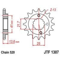 JT SPROCKETS Staal geluidsarm voortandwiel 1307 - 520