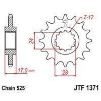 1022184-1-800Wx800H JT SPROCKETS Staal geluidsarm voortandwiel 1371 - 525