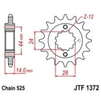 1022185-1-800Wx800H JT SPROCKETS Staal geluidsarm voortandwiel 1372 - 525
