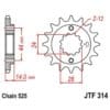 JT SPROCKETS Staal geluidsarm voortandwiel 314 - 525