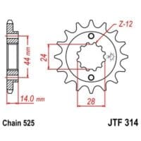 1022189-1-800Wx800H JT SPROCKETS Staal geluidsarm voortandwiel 314 - 525