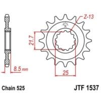 JT SPROCKETS Staal geluidsarm voortandwiel 1537 - 525