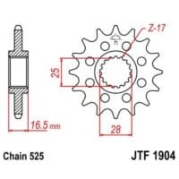 JT SPROCKETS Staal geluidsarm voortandwiel 1904 - 525