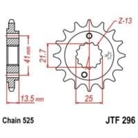 JT SPROCKETS Staal geluidsarm voortandwiel 296 - 525