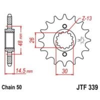 JT SPROCKETS Staal geluidsarm voortandwiel 339 - 530