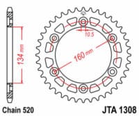 JT SPROCKETS Aluminium ultralicht achtertandwiel 1308 - 520
