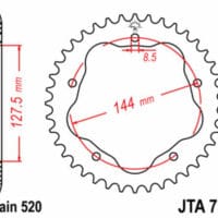 1074843002-1-800Wx800H JT SPROCKETS Aluminium ultralicht achtertandwiel 751 - 520 - JT SPROCKETS kroonhouder vereist