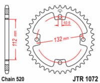JT SPROCKETS Staal standaard achtertandwiel 1072 - 520
