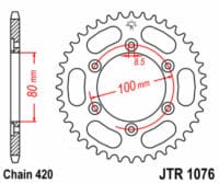 JT SPROCKETS Staal standaard achtertandwiel 1076 - 420