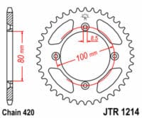 JT SPROCKETS Staal standaard achtertandwiel 1214 - 420