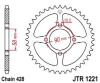 JT SPROCKETS Staal standaard achtertandwiel 1221 - 428