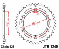 JT SPROCKETS Staal standaard achtertandwiel 1249 - 428