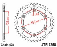 JT SPROCKETS Staal standaard achtertandwiel 1258 - 428