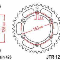 1074892001-1-800Wx800H JT SPROCKETS Staal standaard achtertandwiel 1258 - 428