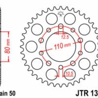 1074904011-1-800Wx800H JT SPROCKETS Staal standaard achtertandwiel 1334 - 530