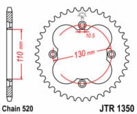 JT SPROCKETS Staal standaard achtertandwiel 1350 - 520