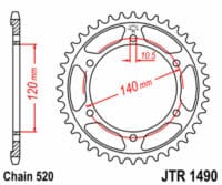 JT SPROCKETS Staal standaard achtertandwiel 1490 - 520