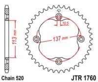 JT SPROCKETS Staal standaard achtertandwiel 1760 - 520