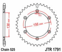 JT SPROCKETS Staal standaard achtertandwiel 1791 - 525