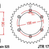 1074941001-1-800Wx800H JT SPROCKETS Staal standaard achtertandwiel 1791 - 525