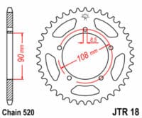 JT SPROCKETS Staal standaard achtertandwiel 18 - 520