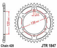 JT SPROCKETS Staal standaard achtertandwiel 1847 - 428