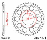 JT SPROCKETS Staal standaard achtertandwiel 1871 - 530