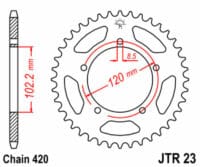 JT SPROCKETS Staal standaard achtertandwiel 23 - 420