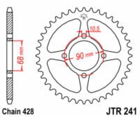 JT SPROCKETS Staal standaard achtertandwiel 241 - 428